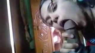 Indian Aunty Boob Press And Giving Blowjob